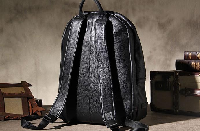 black leather backpack for school Mens Cool Leather Backpack Black Travel Bag School Bag for Men