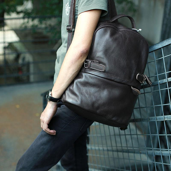 Mens Leather Backpack Cool Travel Backpacks Laptop Backpack for men - imessengerbags