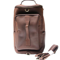 Mens Leather Barrel Backpack Cool Travel Bag Weekender Bag for men - imessengerbags