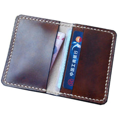 Mens Leather Slim Front Pocket Bifold Small Wallets Card Wallet for Men - imessengerbags