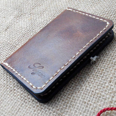 Mens Leather Slim Front Pocket Bifold Small Wallets Card Wallet for Men - imessengerbags