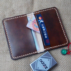 Mens Leather Slim Front Pocket Bifold Small Wallets Card Wallet for Men - imessengerbags