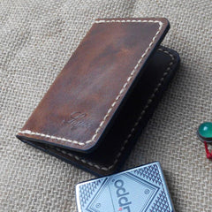 Mens Leather Slim Front Pocket Bifold Small Wallets Card Wallet for Men - imessengerbags