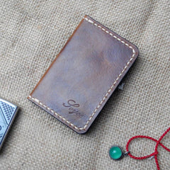 Mens Leather Slim Front Pocket Bifold Small Wallets Card Wallet for Men - imessengerbags