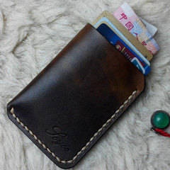 Mens Leather Slim Front Pocket Wallets Leather Cards Wallet for Men - imessengerbags