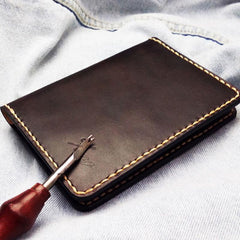 Mens Leather Slim Passport Wallets Coffee Leather Small Travel Wallet for Men - imessengerbags