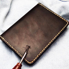 Mens Leather Slim Passport Wallets Coffee Leather Small Travel Wallet for Men - imessengerbags