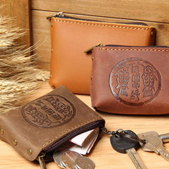 Mens Small CHange Wallet Pouch Leather With Key Card Holder Car Key Case for Men - imessengerbags