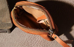 Mens Small Leather Change Wallet Pouch With Key Card Holder Car Key Case for Men - imessengerbags