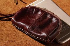 Mens Small Leather Change Wallet Pouch With Key Card Holder Car Key Case for Men