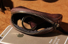 Mens Small Leather Change Wallet Pouch With Key Card Holder Car Key Case for Men - imessengerbags