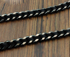 Metal Skull Leather Braided Long Wallet Chain Cool Punk Rock Biker Trucker Wallet Chain Trucker Wallet Chain for Men