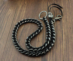 Metal Skull Leather Braided Long Wallet Chain Cool Punk Rock Biker Trucker Wallet Chain Trucker Wallet Chain for Men