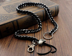 Metal Skull Leather Braided Long Wallet Chain Cool Punk Rock Biker Trucker Wallet Chain Trucker Wallet Chain for Men