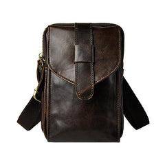 Fashion Leather Men's Belt Pouch Cell Phone Holsters Brown Mini Side Bag For Men - imessengerbags