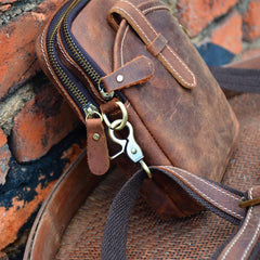 Vintage Brown Leather Men's Cell Phone Holsters Brown Belt Pouch Mini Side Bag For Men - imessengerbags