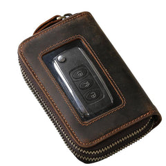 Cool Mens Double Zipper Leather Key Wallet Key Holder Car Key Holder For Men - imessengerbags