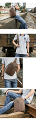 Vintage Brown Leather Men's Sling Bag Backpack Brown One Shoulder Backpack For Men