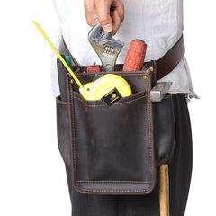 Cool Men's Leather Tool Pouch electrician tool bag Belt Pouch For Men - imessengerbags