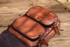 Vintage Leather Brown Men's Small Vertical Side Bag Handbag Belt Bag Pouch  For Men - imessengerbags
