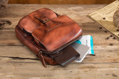 Vintage Leather Brown Men's Small Vertical Side Bag Handbag Belt Bag Pouch  For Men - imessengerbags