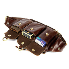 Vintage Brown Leather Men's Fanny Pack Waist Bag Brown Hip Pack Belt Bag For Men - imessengerbags
