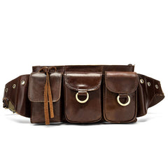 Vintage Brown Leather Men's Fanny Pack Waist Bag Brown Hip Pack Belt Bag For Men