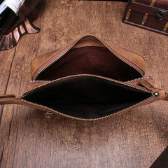 Vintage Brown Leather Men's Fanny Pack Coffee Chest Bag Waist Bag For Men