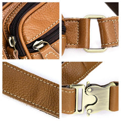 Cool Leather Brown Men's Fanny Pack Black Waist Bag Hip Pack For Men - imessengerbags