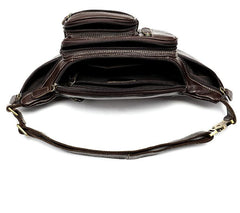 Cool Leather Brown Men's Fanny Pack Black Waist Bag Hip Pack For Men - imessengerbags