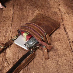 Vintage Leather Men's CELL PHONE HOLSTER Belt Pouch Waist Small Side Bag For Men - imessengerbags