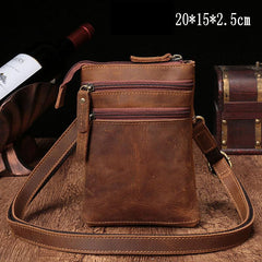 Vintage Leather Men's CELL PHONE HOLSTER Belt Pouch Waist Small Side Bag For Men - imessengerbags
