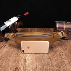 Vintage Brown Leather Men's Fanny Pack Coffee Waist Bag Chest Bag For Men - imessengerbags