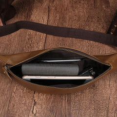 Vintage Brown Leather Men's Fanny Pack Coffee Waist Bag Chest Bag For Men - imessengerbags