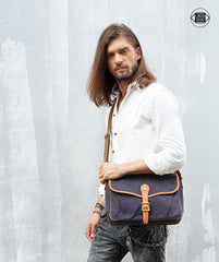 Casual Canvas Leather Mens Side Bag Side Bag Small Messenger Bags Casual Courier Bags for Men - imessengerbags