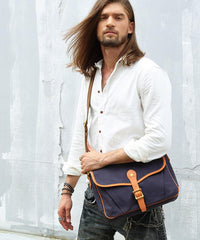 Casual Canvas Leather Mens Side Bag Side Bag Small Messenger Bags Casual Courier Bags for Men