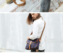 Casual Canvas Leather Mens Side Bag Side Bag Small Messenger Bags Casual Courier Bags for Men