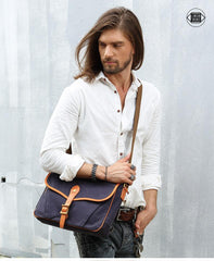 Casual Canvas Leather Mens Side Bag Side Bag Small Messenger Bags Casual Courier Bags for Men