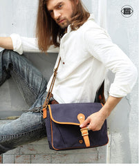 Casual Canvas Leather Mens Side Bag Side Bag Small Messenger Bags Casual Courier Bags for Men