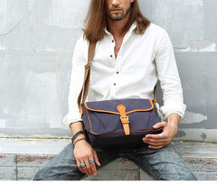 Casual Canvas Leather Mens Side Bag Side Bag Small Messenger Bags Casual Courier Bags for Men