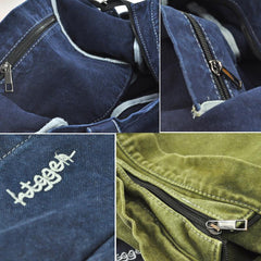 Navy Blue Canvas Mens Denim Bag Tote Bag Messenger Bag Army Green Denim Tote Shoulder Bag For Men and Women - imessengerbags