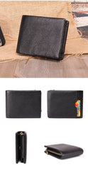Vintage Brown Trifold Leather Men's Small Wallet RFID Black billfold Wallet For Men - imessengerbags