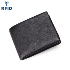 Vintage Brown Trifold Leather Men's Small Wallet RFID Black billfold Wallet For Men - imessengerbags