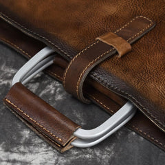 Vintage Brown Leather Men's 12‘’ Laptop Briefcase Handbag Slim Professional Briefcase For Men - imessengerbags