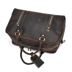 Casual Brown Leather Men's Overnight Bag Travel Bag Luggage Weekender Bag For Men - imessengerbags