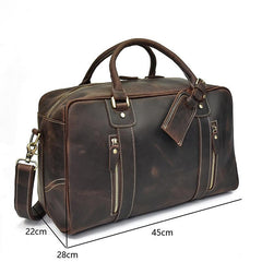 Casual Brown Leather Men's Overnight Bag Travel Bag Luggage Weekender Bag For Men - imessengerbags