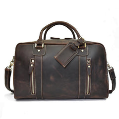 Casual Brown Leather Men's Overnight Bag Travel Bag Luggage Weekender Bag For Men - imessengerbags