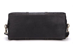Fashion Black Leather Men's Weekender Bag Travel Bag Black Overnight Bag For Men - imessengerbags