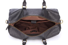 Fashion Black Leather Men's Weekender Bag Travel Bag Black Overnight Bag For Men - imessengerbags