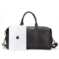 Fashion Black Leather Men's Weekender Bag Travel Bag Black Overnight Bag For Men - imessengerbags
